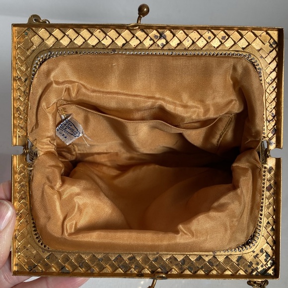 Vintage Whiting & Davis Gold Mesh Evening Bag Clutch Made in USA - Picture 4 of 16
